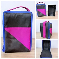 Vintage 90's 15 CD Carrying Case Pink Blue Black Nylon Strap Storage PRISTINE