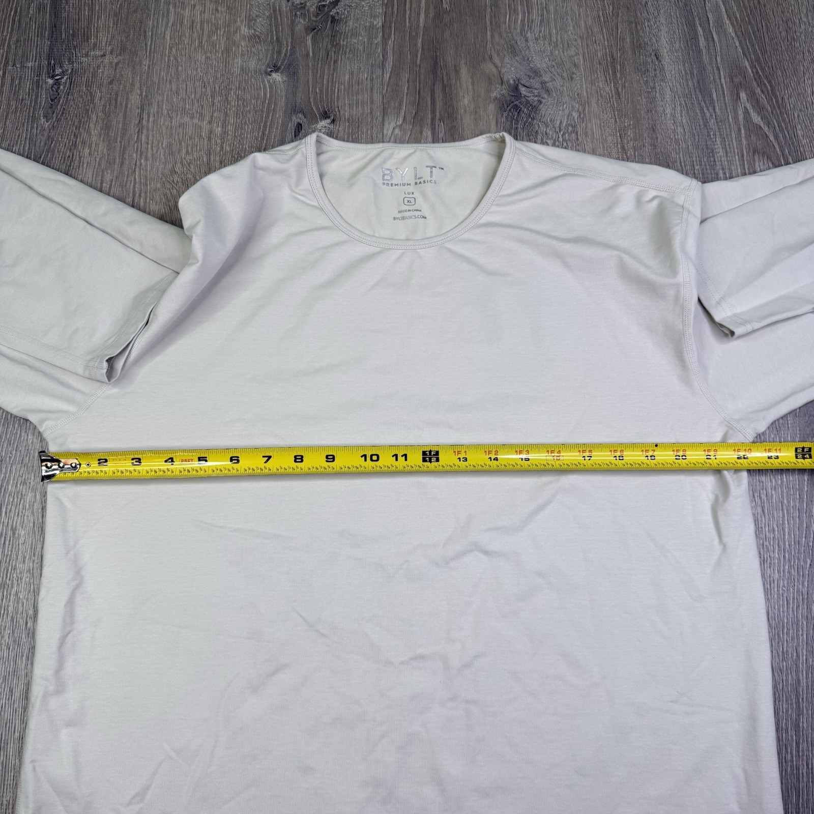 BYLT Long Sleeve Shirt Drop Cut Lux Premium Basics Crewneck Tee White Men’s XL