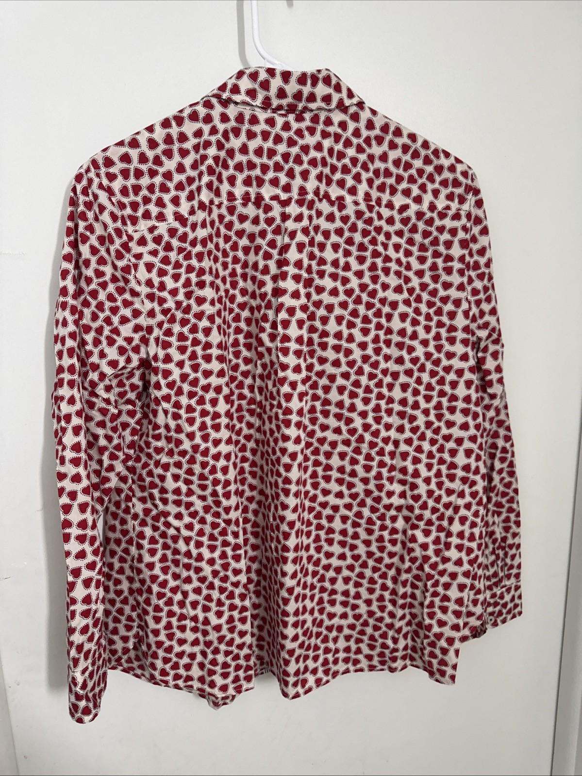 Talbots Womens Red White Heart Print Long Sleeve … - image 3