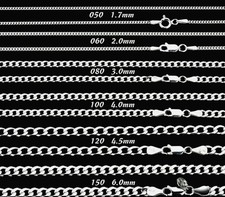 Genuine 925 Sterling Silver Curb Chain Necklace Lobster Clasp 16"-30" Gifts UK