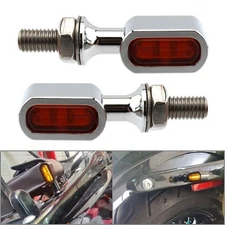 Mini LED Rear Turn Signal Run Indicator Light Lamp Fit Harley Chrome Orange Lens