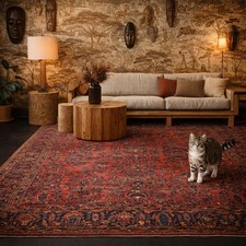 Tappeto Saruk Americano Antico Cotone Lana Nodo Grosso 360 x 262 cm