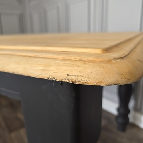 Retro Vintage Solid Wooden Turned 6 Seat Dining Table - Country Farmhouse Black - Picture 13 of 24
