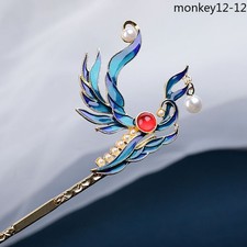 Antique Cloisonne Hairpin Children Hanfu Headdress Burning Blue Hair Accessories