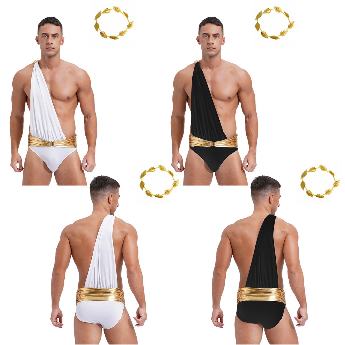 Men's Rompers Vintage Leotard Theme One Shoulder Belt Briefs Knight Bodysuit