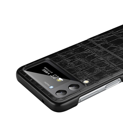 Funda protectora abatible de cuero genuino con patrón de cocodrilo para Samsung Galaxy Z Flip3 5G - Imagen 16 de 19