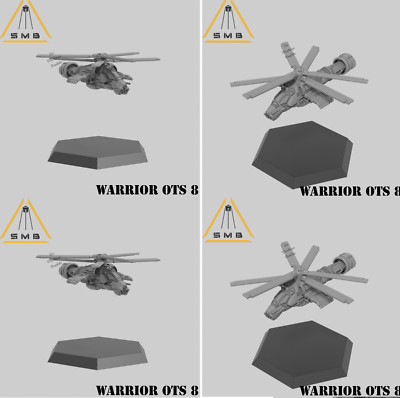 Battletech Alternative - Warrior 8 OTS Attack Helicopter x4 w/ Hex Bases (6mm)