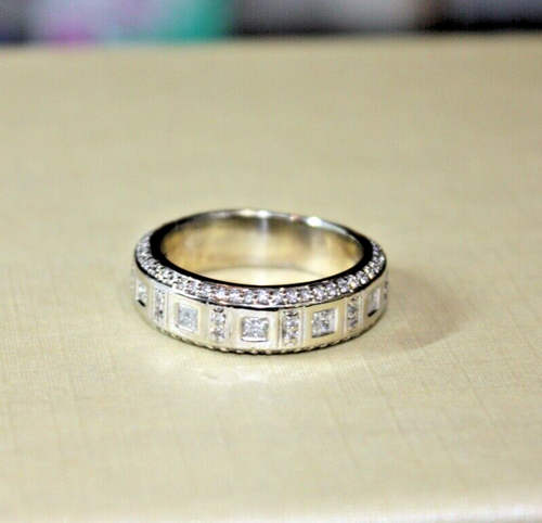 NEW 1.3CT DIAMOND BAND 14K WHITE GOLD UNISEX SIZE 6.5 CHANEL & PAVE 9.5G - Picture 4 of 12