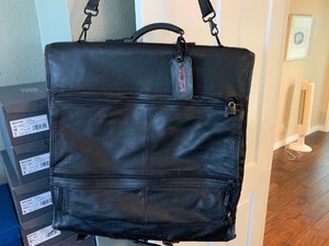 tumi leather garment bag