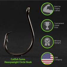 Heavyweight Circle Hooks, Octopus, Offset, Sharp for Trophy Catfish, 6/0 - 10/0