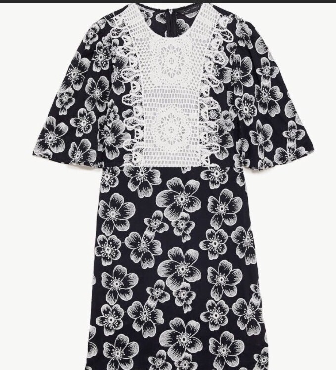 Zara Embroidered Floral Lace Dress | eBay