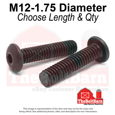 M12-1.75 CL12.9 Coarse Button Socket Cap Screws Black Oxide (Pick Length & Qty)