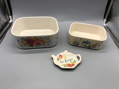 Pair of Pioneer Woman Casserole Dishes (2) /Tea for two- Floral Pattern No Lids