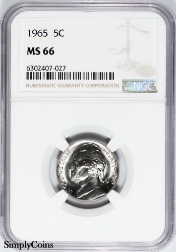 1965 Jefferson Nickel ~ NGC MS66 ~ Business Strike BU Uncirculated 5c MQ - Picture 5 of 8