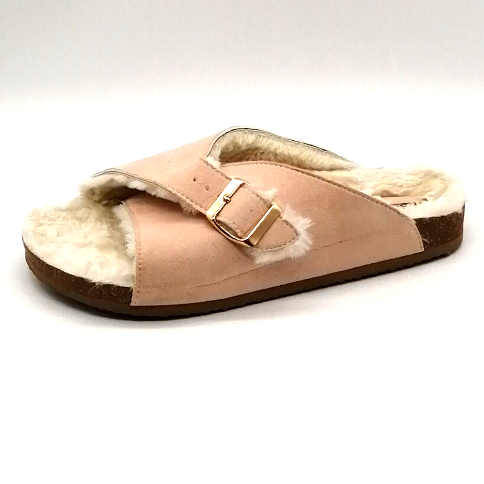 SAOLA Pantofola da donna Maurices rosa fodera in pelliccia sintetica suola rigida piatta fibbia 8