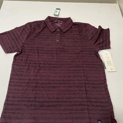 THREADS 4 THOUGHT Cody Dirt Road Stripe Polo Burgundy Size M