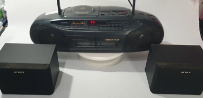 SANYO MCD-Z22L GHETTO BLASTER BOOMBOX 2 CASSETTES,RADIO,CD PLAYER