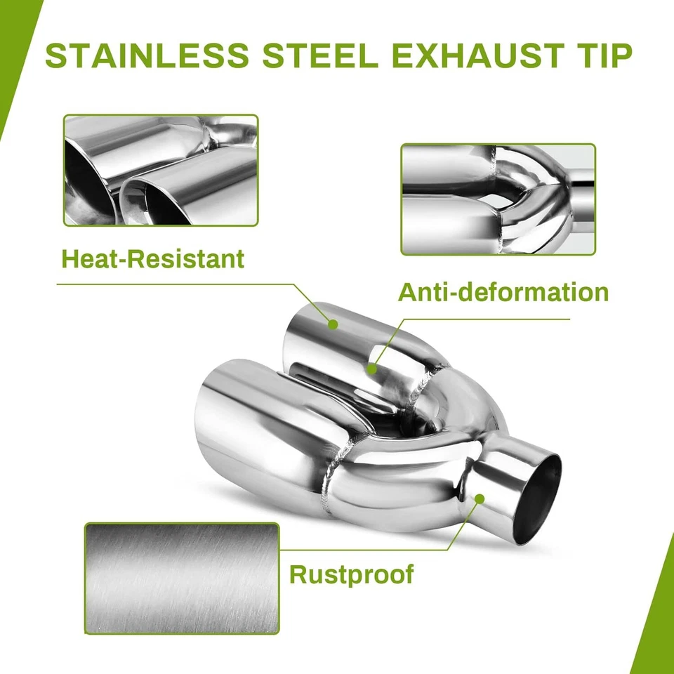 2.5" Entrada 3.5" Salida 9.5" Longitud Doble Punta de Escape Inoxidable Para Ford F-150 Foto 4 de 4