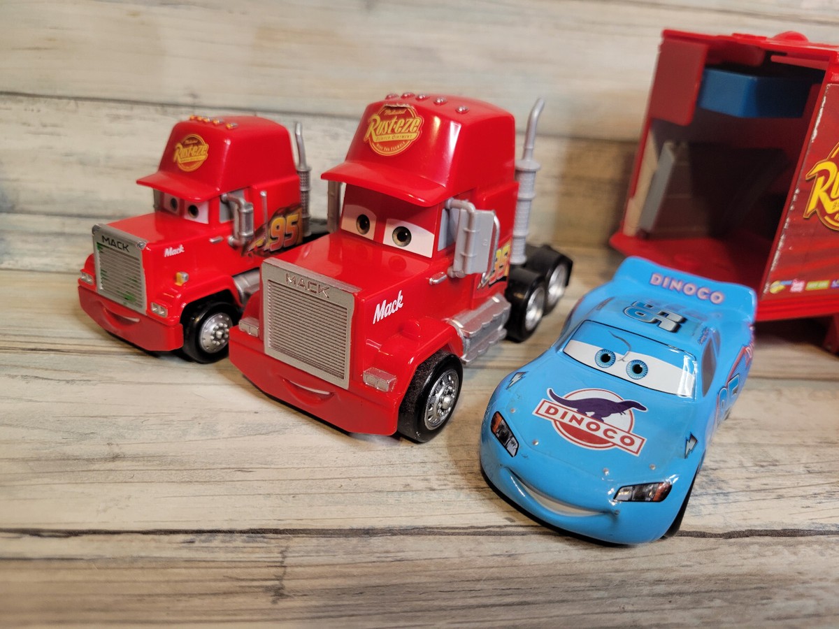 Set 2 Disney Pixar Cars Mack Semi Truck Playset Fold Up Speedway