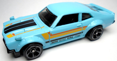2022 HOT WHEELS CUSTOM FORD MAVERICK BLUE 1:64 DIECAST 2 7/8'' RACE CAR W/ YELLOW