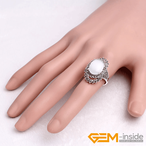 Natural Oval Gemstone Marquis Marcasite Beads Silver Jewelry Ring Size #6#8 Gift - Picture 42 of 55