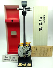 Okinawa Shamisen Toy Sansin snakeskin handle Miniature 3 Strings Old item JAPAN
