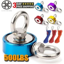 500LBS Fishing Magnet Kit Super Strong Neodymium Pull Force Treasure Hunt w/Rope