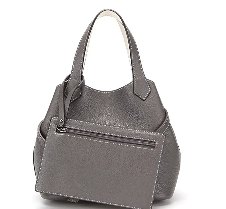 PALLA Women s A Bag medium in gray and white reversible Made in