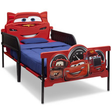 Toddler 3D Cars Sturdy Plastic Steel Frame Bed Headboard for Children