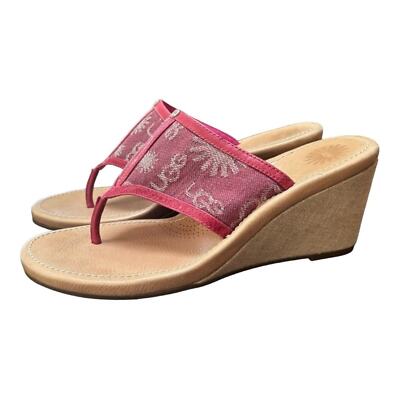 UGG Solena Wedged Heels- Sandals Women s 8 Wedge Mesh Logo