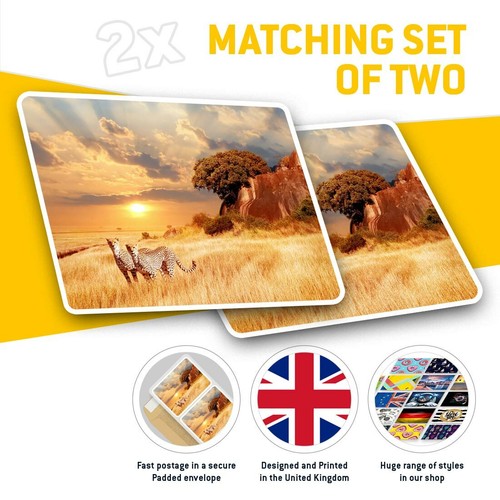 2 x Rectangle Stickers 7.5 cm - Cheetahs in the African Savanna Cool Gift #21328 - Afbeelding 2 van 9