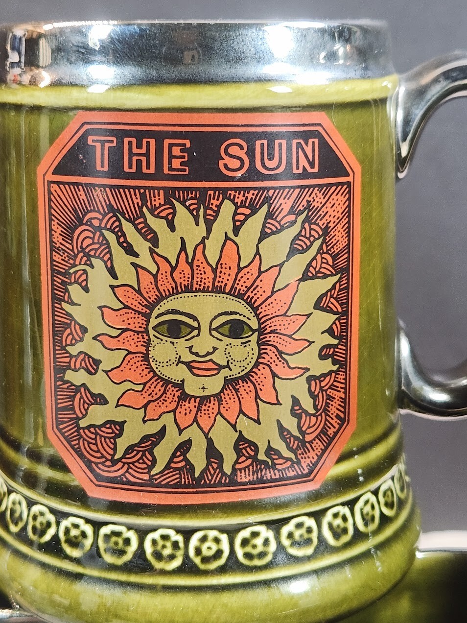 Lord Nelson Pottery Mug Set of 5 YE OLDE INN Green Beer Tankard Series England