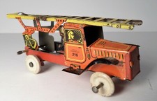 Antique Tin Litho German Penny Toy - Fire Ladder Truck 216 Germany
