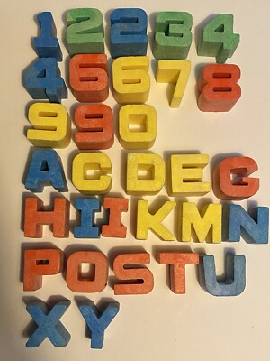 Vintage 1971 MATTEL Tuff Stuff Alphabet Letters & Number Blocks - Lot Of 31