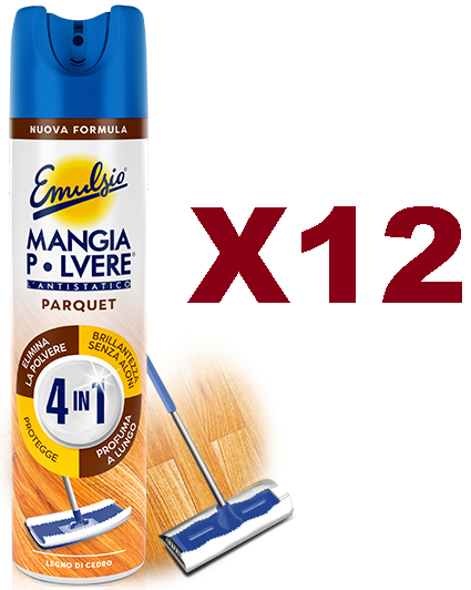 12 PZ EMULSIO MANGIAPOLVERE SPRAY ANTISTATICO PARQUET 300ML CATTURA POLVERE