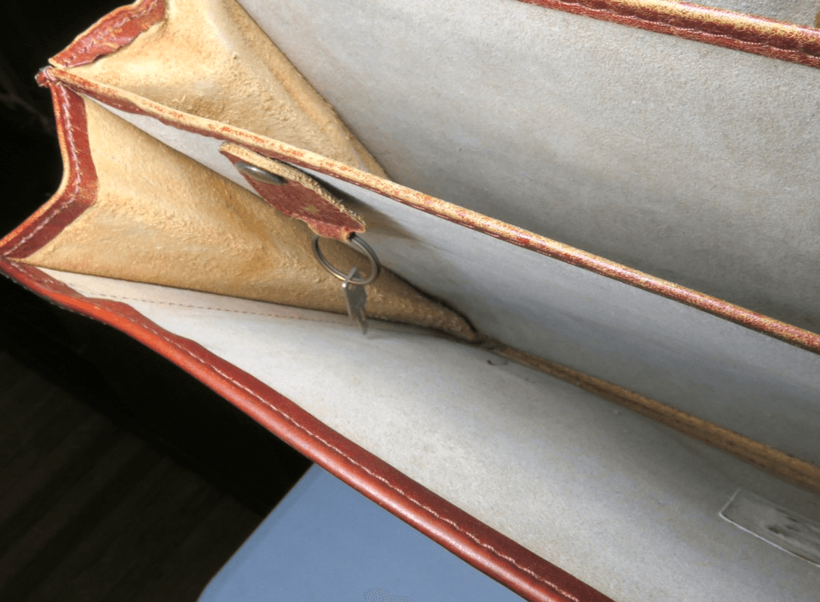 Vintage Renwick Leather Design Satchel Briefcase Key Warm Brown eBay