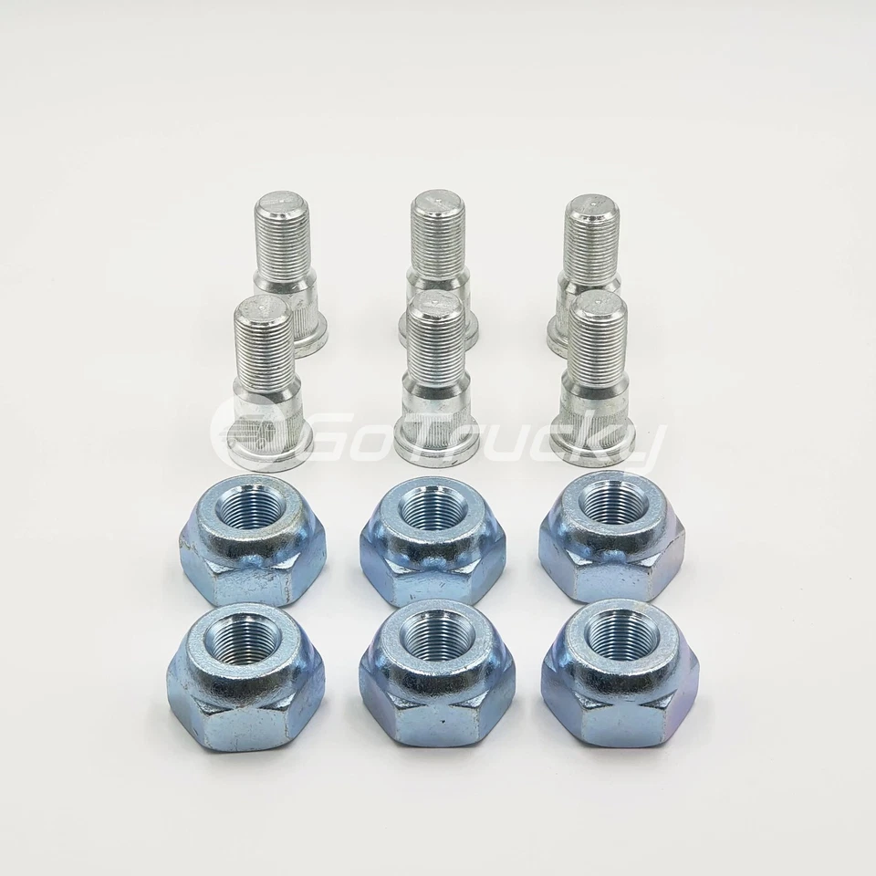 6x Perno de rueda + tuerca delantera izquierda lado del conductor para ISUZU NPR NQR NPR-HD NRR 98-25 Foto 3 de 4