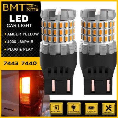 2pcs 7443 7440 7444 LED Yellow Front Turn Signal Light for Honda Pilot 2009-2019