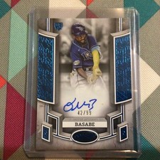 2024 Tier One Osleivis Basabe RC BLUE FOIL ON CARD Auto 42/99 Tampa Bay Rays