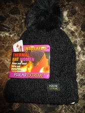 Polar Extreme Women's Thermal Insulated Winter Knit Hat Beanie Black