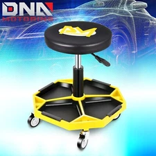 300lbs Adjustable Height Mechanics Rolling Seat Creeper Garage Work Stool Yellow