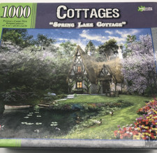Puzzle 18"x25" Spring Lake Cottage 1000pc Tudor Cottage in Bloom FACTORY SEALED