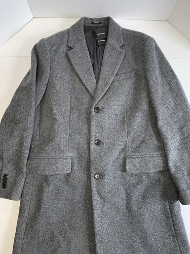 Authentic CLUB MONACO Mens Winter TEXTURED Wool Top Coat Grey Sz 42* - Picture 2 of 10