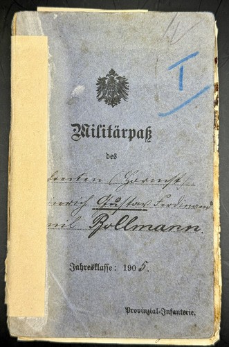 WWI German Army Militärpass Militarpass - Fought in France & Iron Cross II