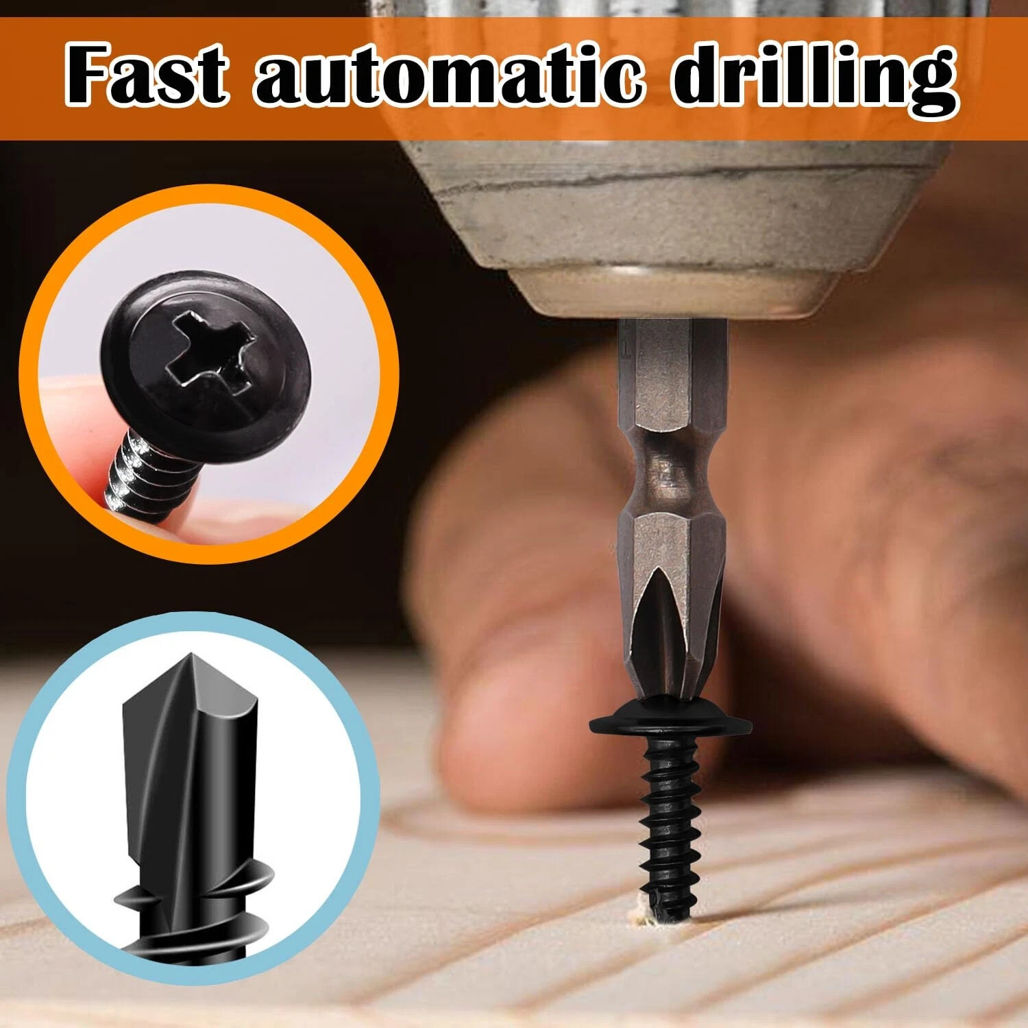 180pcs #8 Self Tapping Screws for Metal, Sheet Metal Screws, 410 Stainless Steel