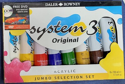 Daler Rowney System 3 Original Acryl Jumbo Auswahl Set 8 x 150ml DVD gratis