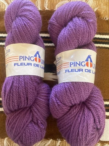 2 Pingouin Wool Yarn Fleur De Laine 100% Wool 100 gr 3 oz 182 yds Col: 15 Purple - product listing photo