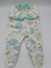 Gerber Animal Print Fleece PJs Blanket Sleeper Footed Pajamas sz 0-6 mo. white