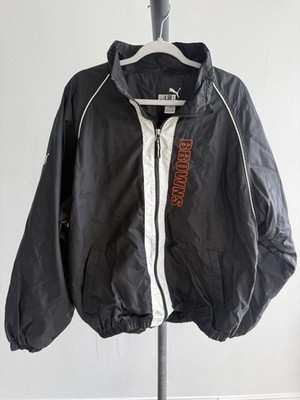 Vintage PUMA Cleveland Browns NFL Windbreaker Jacket Mens L Black Orange 90s