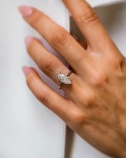 3.50 Carat Crushed Ice Marquise Cut Moissanite Engagement Ring, Christmas Gift